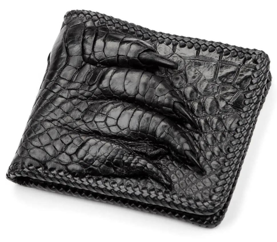 Портмоне из натуральной кожи крокодила Ekzotic Leather Черное   (cw 40)