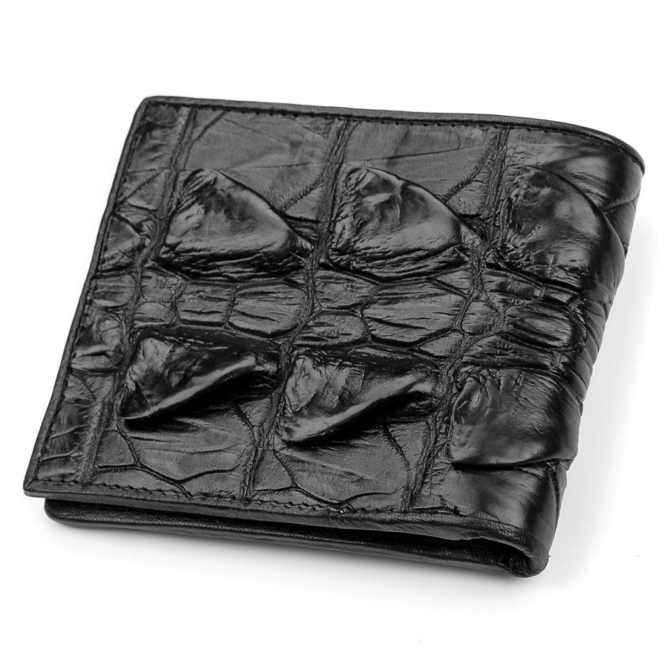 Портмоне Ekzotic Leather из натуральной кожи крокодила Черное   (cw 41)