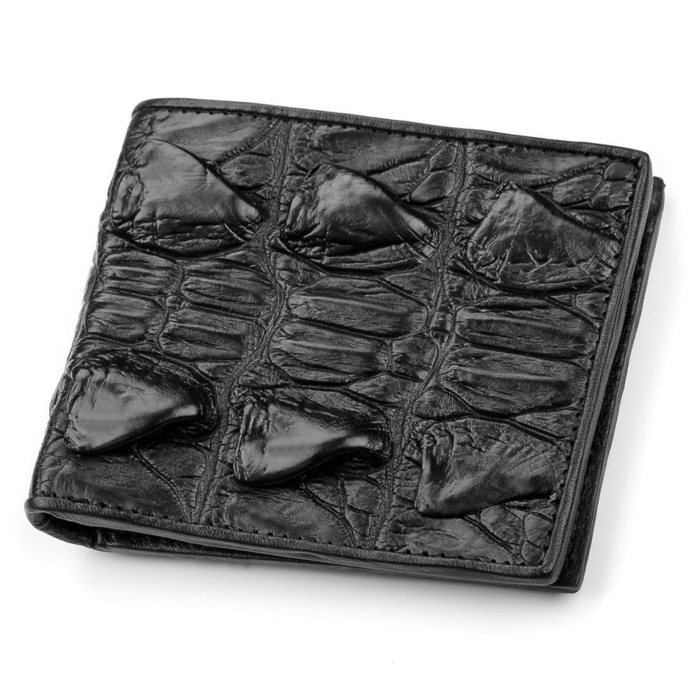 Портмоне Ekzotic Leather из натуральной кожи крокодила Черное   (cw 41)