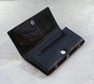 Кошелек из ската  Ekzotic Leather Черный (stw 29_1)