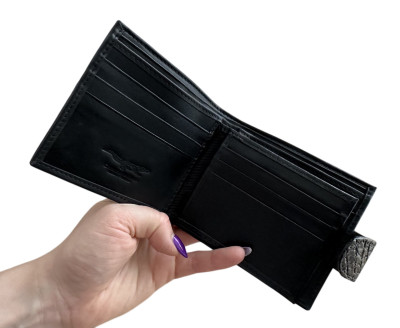 Портмоне из натуральной кожи крокодила  Ekzotic Leather Черное   (cw 51)
