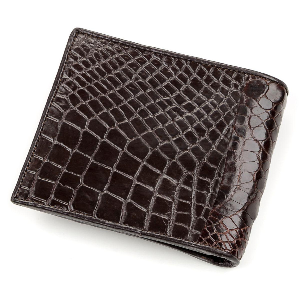 Портмоне из натуральной кожи крокодила Ekzotic Leather Коричневое   (cw 62)