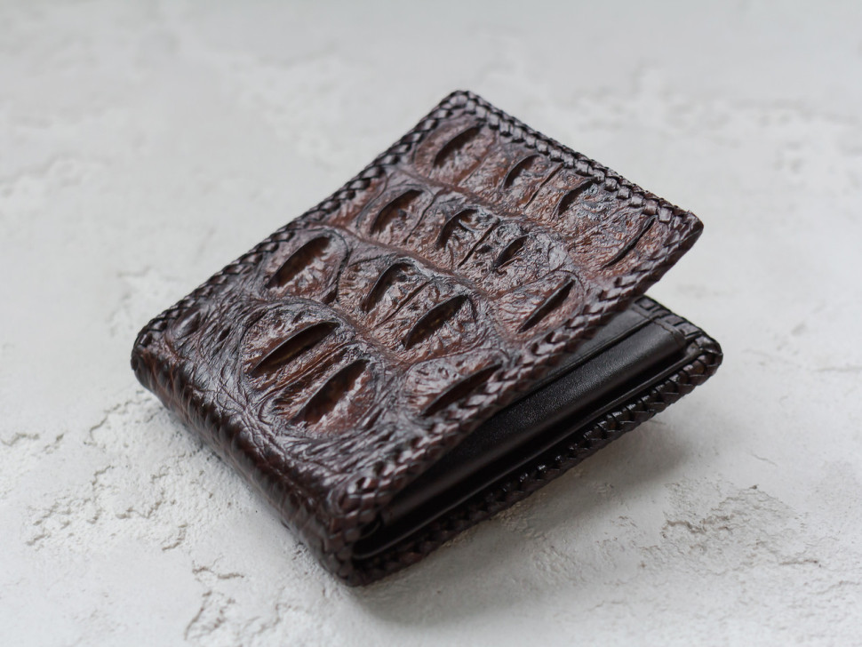 Портмоне мужское из кожи крокодила Ekzotic Leather Коричневое (cw 64)