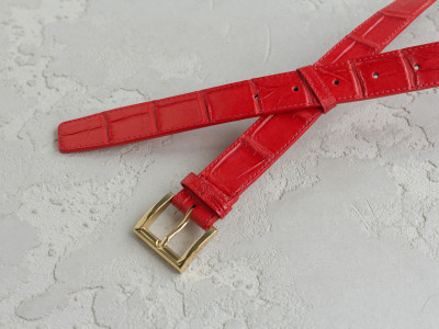 Ремень из кожи крокодила женский Ekzotic Leather Красный (crb 22)
