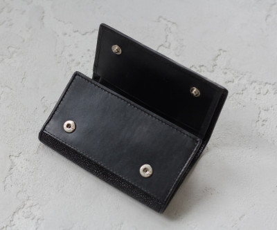 Ключница из кожи морского ската Ekzotic Leather Черная (stk 01)