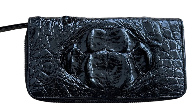 Барсетка клатч чоловічий із натуральної шкіри крокодила Ekzotic Leather Чорний (cb08)