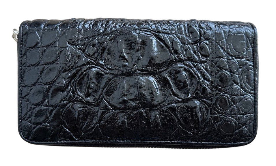 Барсетка клатч чоловічий із натуральної шкіри крокодила Ekzotic Leather Чорний (cb08)