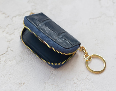 Ключница из кожи крокодила для авто-ключа на молнии брюхо Ekzotic Leather Си ...
