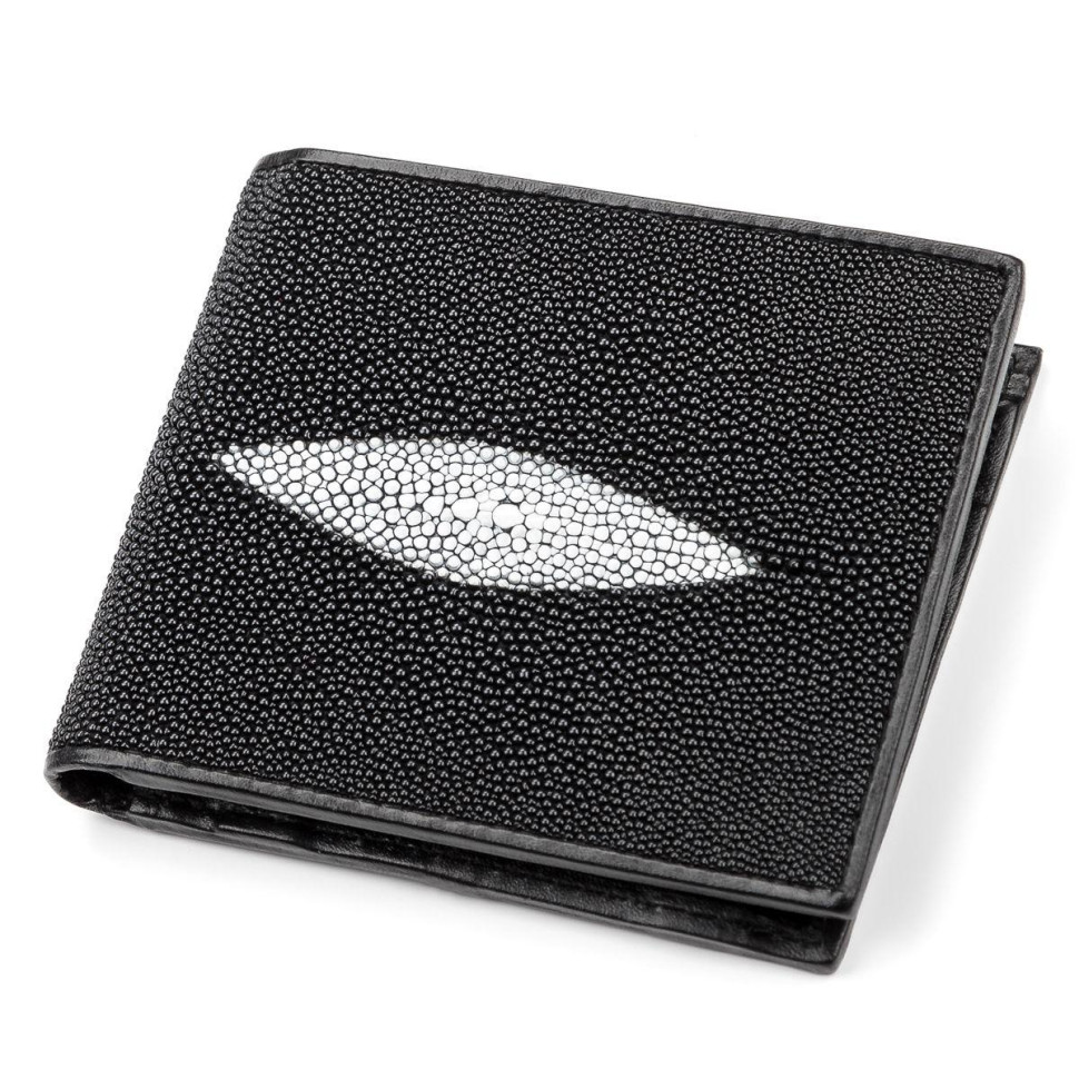 Портмоне мужское из натуральной кожи морского ската Ekzotic Leather Черное (stw120)
