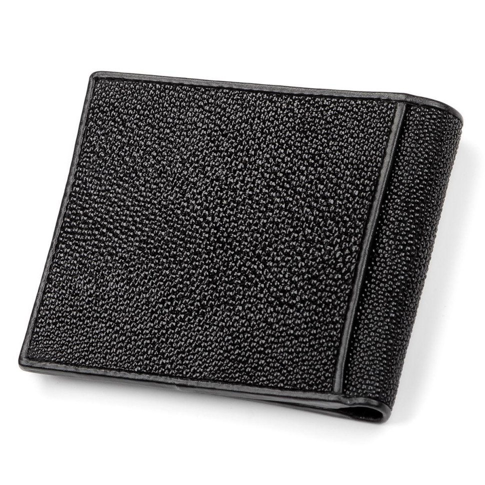 Портмоне мужское Ekzotic Leather  из натуральной кожи морского ската Черное