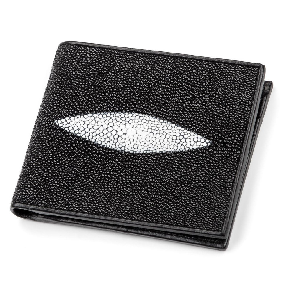Портмоне мужское Ekzotic Leather  из натуральной кожи морского ската Черное