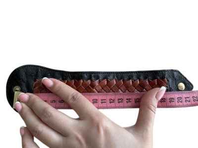 Браслет із натуральної шкіри страуса Ekzotic Leather чорний з коричневим пле ...