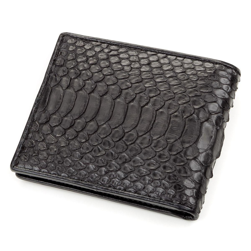 Портмоне  узкое из натуральной кожи питона Ekzotic Leather  Черное (snw 68)