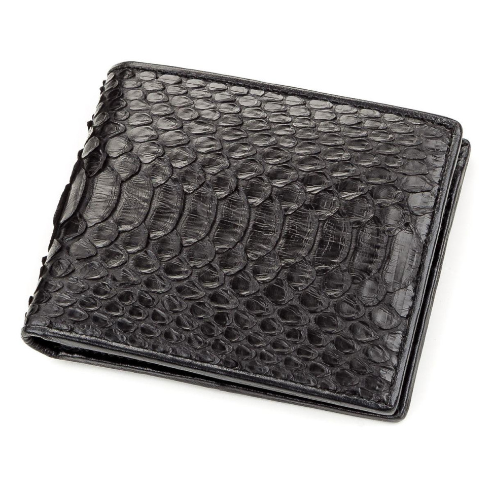 Портмоне  узкое из натуральной кожи питона Ekzotic Leather  Черное (snw 68)