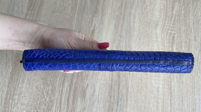 Гаманець портмоне із натуральної шкіри крокодила Ekzotic Leather синій індиг ...