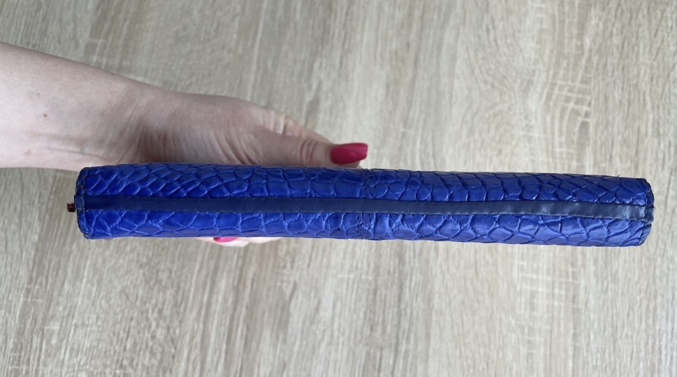 Гаманець портмоне із натуральної шкіри крокодила Ekzotic Leather синій індиго (cw 82_7)