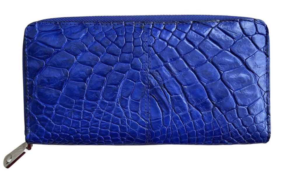 Гаманець портмоне із натуральної шкіри крокодила Ekzotic Leather синій індиго (cw 82_7)
